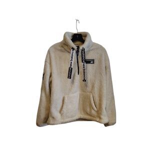 New Balance outdoors White fluffy sherpa pull over zip jacket